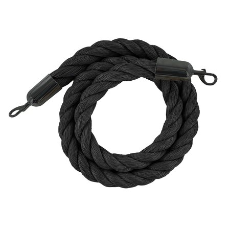 MONTOUR LINE Twisted Polyprop.Rope Black With Black Snap Ends 6ft.Cotton Core HDPP510Rope-60-BK-SE-BK